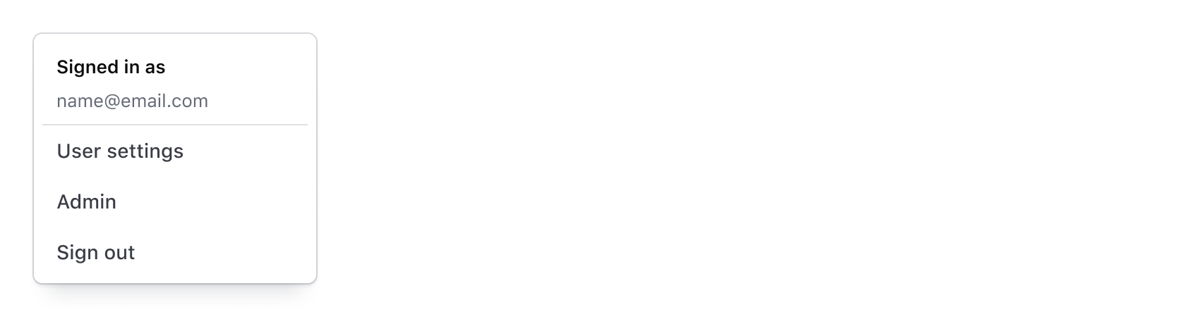 Dropdown menu at 200px wide